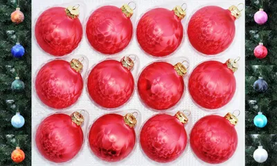 Produktbild von JACK 12x Glas Eislack Christbaumkugeln 6cm Thüringer Weihnachtskugeln Kugeln Rot Eislack