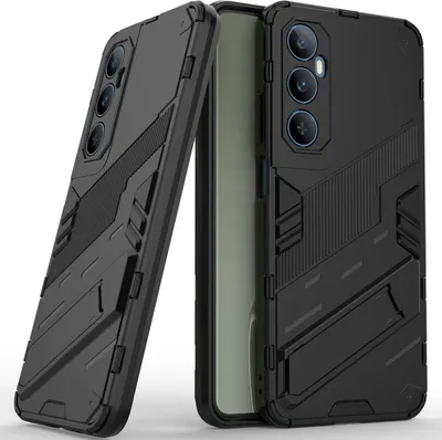 Image de Étui pour Realme C65 4G Hybride PC TPU Étui de protection antichoc avec fonction stand Noir