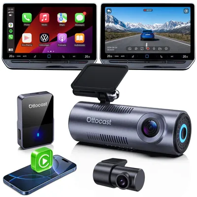 Obrázek produktu pro Adaptér CarPlay 2 v 1, bezdrátový, s funkcí palubní kamery a záznamem ve 2K rozlišení