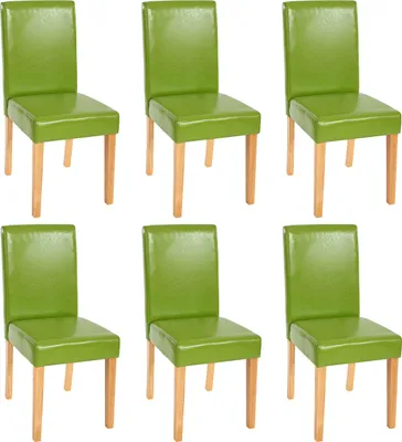 Immagine prodotto di Set di 6 sedie da sala da pranzo Sedie da cucina classiche e intramontabili | A x L x P 90 x 43 x 56 cm | Altezza seduta 45 cm | Pelle finta | Gambe chiare | Verde