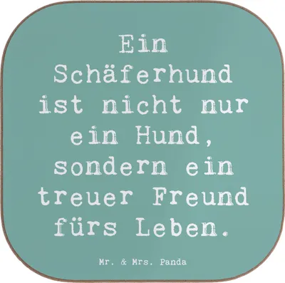 Produktbild von Mr. & Mrs. Panda Untersetzer Glas Spruch Schäferhund Freund - Meeresbrise - Geschenk, weinglasuntersetzer, Holzuntersetzer, Hunderassen, Hunderasse, Pflege, Familienhund