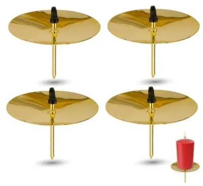 Produktbild von Adventskranzhalter mit 4 goldenen Hörnern - mit Aufschraubschalen und Sicherheitsdornen
