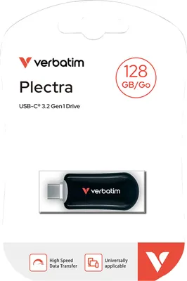 Produktbild von Verbatim 30225, 128 GB, USB Typ-C, 3.2 Gen 1 (3.1 Gen 1), 100 MB/s, Ohne Deckel, Schwarz