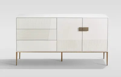 Produktbild von Stilig ST102A Kommode, Weiß und Gold, 160x40x86 cm, MDF und Edelstahl