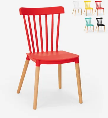 Image de Chaise en bois en polypropylène au design moderne Restaurant Bar Cuisine Praecisura - Rouge