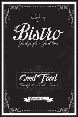 Produktbild von Wallario selbstklebendes Poster - Bistro-Design in schwarz-weiß, Größe: 61 x 91,50 cm