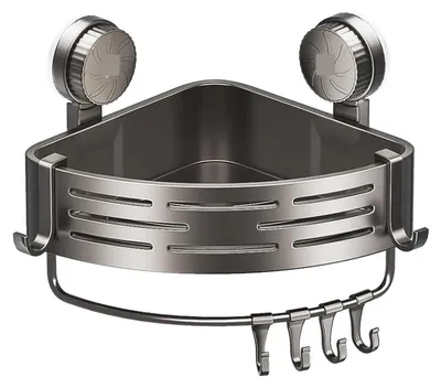 Image de Panier de rangement triangulaire avec ventouse pour salle de bain