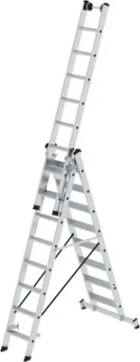 Produktbild von Günzburger Steigtechnik Stufen-Mehrzweckleiter 3tlg. mit nivello-Traverse 3 x 8 Stufen - 033324