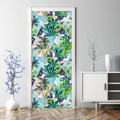 Produktbild von Dekorative Türposter selbstklebend Klebefolie Wandaufkleber Türaufkleber Exotische Blatt 70 x 200 cm