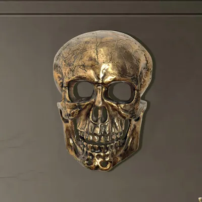 Image de WOHNLING Décoration murale Tête de mort Aluminium Or 41 cm Crâne Grand Décoration murale Métal Décoration Alu Moderne Décoration intérieure Skull Sculpture murale Décoration