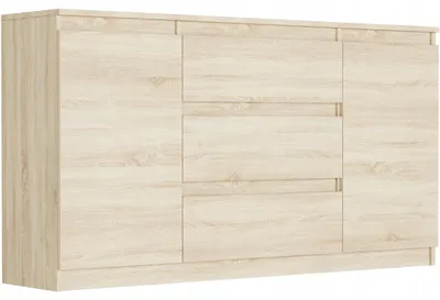 Obrázek produktu pro Komoda 140 cm zásuvky dveře skříňka FRAMIRE R-140-S3 sonoma