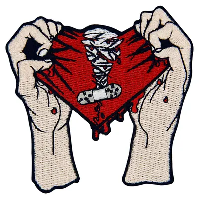 Geborduurde Patch, gebrochenes Herz, 7,6x8 cm, 1 Stück