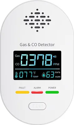 Produktbild von 4-in-1 Gas-CO-Temperatur-Feuchtigkeits-Alarm – LCD-Display, 85dB Alarm, für Wohnwagen & Villa