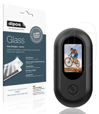 Produktbild von 2x Schutzfolie für OBEST Mini Action Cam 0.96 Zoll - Anti-Shock 9H Folie dipos Glass Kunststoffglas