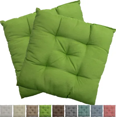 Produktbild von Stuhlkissen Genua 38x38 cm 2er Pack Sitzkissen mit Steppung, Farbe:Grün