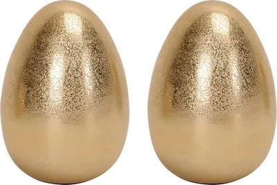 Produktbild von 2tlg. Dekoei DELUXE gold aus Aluminium H12,5cm Metallei stehende Ostereier Ostern