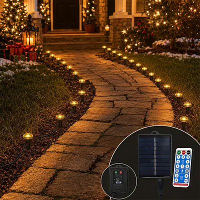 Solar-Lichterkette 7 m, 50 LEDs, 8 Modi, warmweiß, IP65