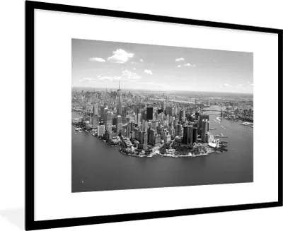 Produktbild von MuchoWow® MuchoWow® Gerahmtes Poster New York - Schwarz - Weiß 90x60 cm - Poster mit zchwarzem Bilderrahmen - Wanddekoration - Fotos