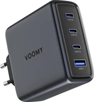 Produktbild von VOOMY 140W USB Ladegerät – 4-in-1 GaN Schnellladegerät – 3 USB-C & 1 USB-A – Für MacBook, Laptops, iPhone, iPad, Samsung – Space Blau
