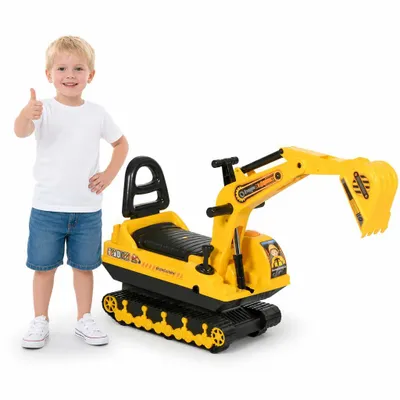 Produktbild von Sitzbagger Aufsitzbagger mit Schaufel Hupe, Kinderbagger mit Stauraum unter Sitz, Rutschauto Baggerfahrzeug zum Sitzen bis 30kg, Draufsitzen Sandba...
