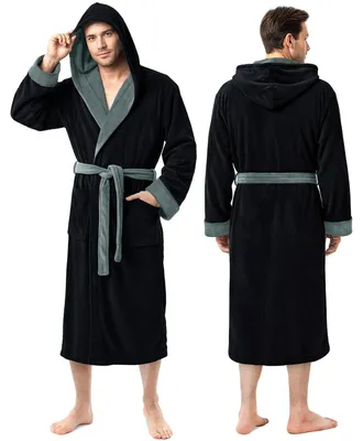Productafbeelding van NY Threads herenbadjas met capuchon, fleece, lang, wellnessbadjas, zwemjas