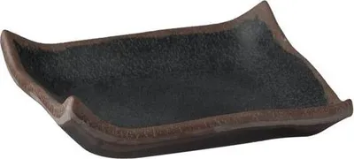 Produktbild von APS 84103 Tablett MARONE, 14,5 x 14,5 cm, Höhe 2 cm, Melamin, schwarz mit braunem Rand