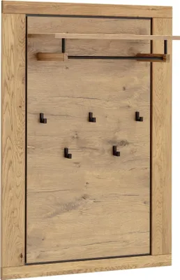 Produktbild von Garderobenpaneel >GRENO< 5 Haken, Ablage, Eiche teilmassiv - 80x114x27 (BxHxT)