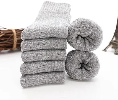Produktbild von Warme Herrensokken, Thermische Badstoffsokken, Wintergröße 37-45, Lichtgriß