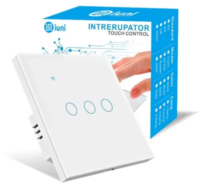 Obrázok produktu pre Inteligentný dotykový spínač, WiFi, tvrdené sklo, iUni 3G, LED