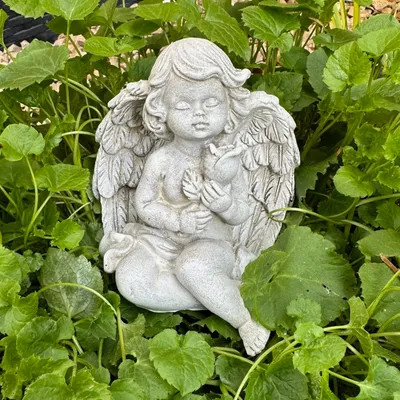 Produktbild von Grabengel Engel Grabschmuck Schutzengel mit Rose im Arm