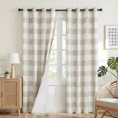 Obrázek produktu pro Zatemňovací závěsy s geometrickým vzorem - 140 x 160 cm - 2 kusy