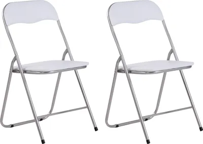 Produktbild von CLP 2er Set Klappstuhl Felix Klappbarer mit Kunstleder PVC Sitz Gepolstert weiß/silber