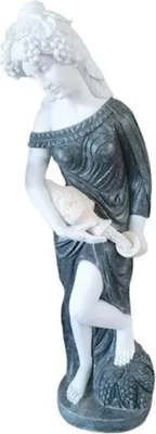 Produktbild von Casa Padrino Luxus Jugendstil Marmor Deko Skulptur Frau mit Krug Schwarz / Weiß / Beige - Elegante Garten Deko Figur - Terrassen Deko Figur - Barock & Jugendstil Garten Deko Accessoires
