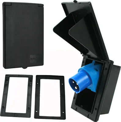 Image de Prise extérieure CEE Prise à encastrer IP44 Caravane 220V - 240V noir rectangle