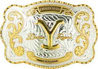A close-up studio shot of a decorative belt buckle.