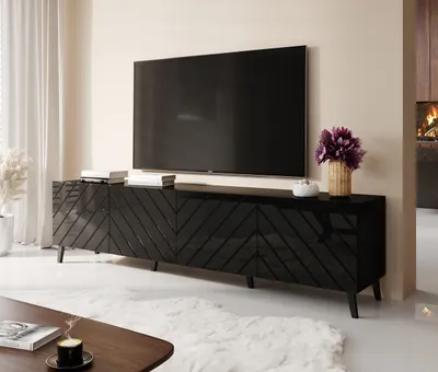 Obrázok produktu pre RTV Stolík / skrinka na televízor ABETO 200 čierny 200x52x41,6cm