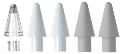 Produktbild von INF Kapazitives Ersatzspitzen-Set für Stylus — Transparent 2H, Weiß 2H, Weiß 2B, Grau 2H, Grau 2B je 1, PA6+Kupfer, kompatibel mit Huawei M-Pencil 2 und M-Pencil 3
