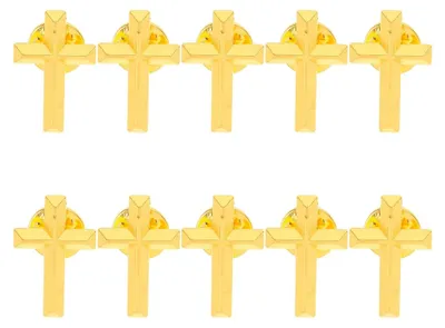 Produktbild von 10 Stück Kreuz-Anstecknadeln aus Zinklegierung in Gold