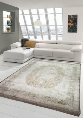 Immagine prodotto di Tappeto in lana Tappeto da salotto orientale con ornamenti in fibre naturali in beige dimensioni - 160 x 230 cm