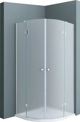 Produktbild von doporro Viertelkreisdusche Duschkabine 90x90x190cm Duschabtrennung inkl. flache-Duschwanne ESG-Sicherheitsglas Satiniert Easy-Clean-Beschichtung Ravenna02VS
