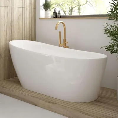 Imagen del producto de OLTENS Gocta, bañera independiente, forma ovalada, 160 x 75 cm
