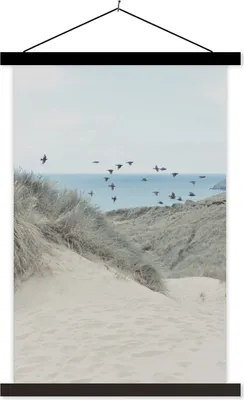 Produktbild von MuchoWow® Textilposter Strand - Vogel - Meer 40x60 cm mit schwarzem Rahmen - Wanddekorationen