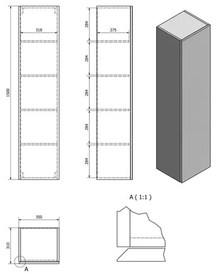 Image de Meuble bas Aqualine ALTAIR 35 x 150 x 31 cm, chêne Emporio