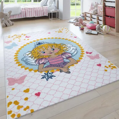 Produktbild von Paco Home Teppich Kinderzimmer Kinderteppich Kurzflor Lilifee Prinzessin Krone 160x230 cm