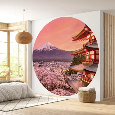 Produktbild von Runde Tapete / Kreis - Lumaléa - Berg Fuji Japan - Premium-Papier 185 g, abwaschbar - Durchmesser 90 cm