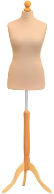 Productafbeelding van Paspop - Kleermakersbuste - Maat 10-12 - Houten statief - Hoogte 140 tot 165 cm