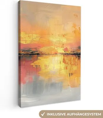 Obrázek produktu pro OneMillionCanvasses® - Plátna - Moderní - Abstraktní - Zlatá - Růžová, nástěnné umění, nástěnné dekorace Obývací pokoj, 80x120cm