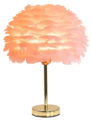Image de Lampe de table moderne avec abat-jour en plumes