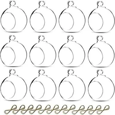 Produktbild von Glaskugeln zum Aufhängen - 12 Stücke Hängende Teelichthalter Glas Glaskugeln Teelichter zum Hängen 6cm Kerzenhalter Hängend für Hochzeit Weihnachtsfeier Geburtstag Herzstück Dekoration