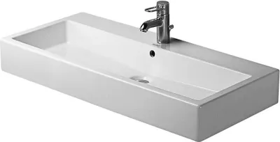 Produktbild von Duravit Waschtisch VERO mit Überlauf, Hahnlochbank, 1000 x 470 mm, geschliffen 2 Hahnlöcher weiß